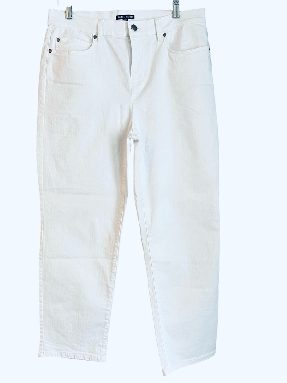 Eileen Fisher White Straight Cropped Jean Size M (10-12)